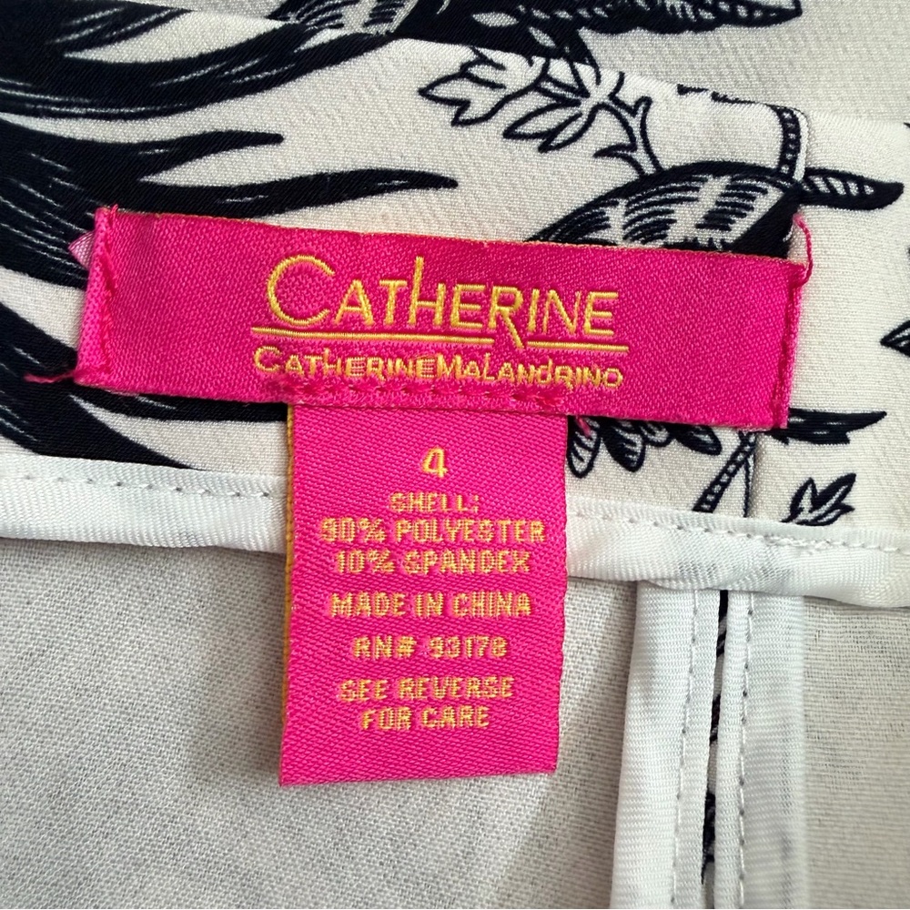 Catherine Malandrino Black & White Tropical Print Pencil Skirt Size 4 - Picture 5 of 5